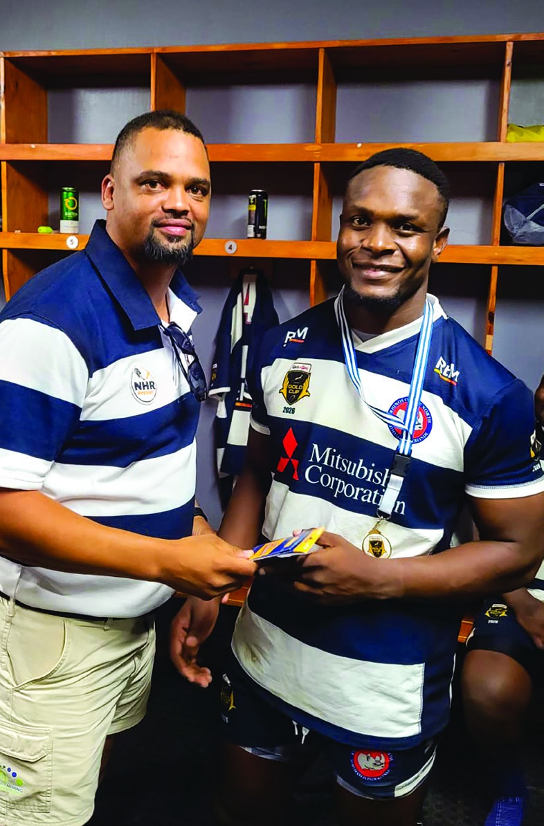 Northam Rhinos outside centre Pule Molokomme (number 13) earned the man-of-the-match honours in the team’s 42–24 victory over the Northam Wolves.